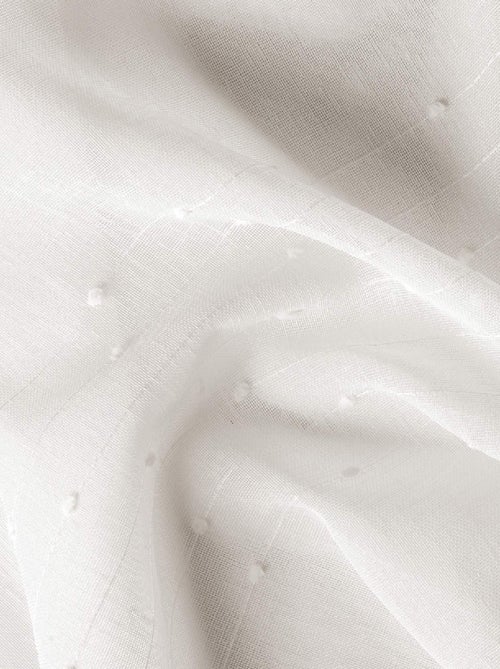 Voilage délicat à fines rayures et pompons - Kiabi