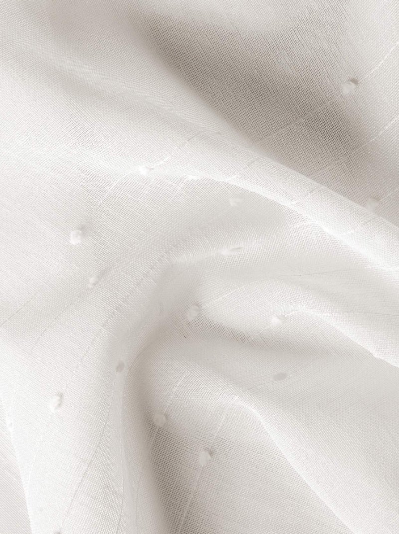 Voilage délicat à fines rayures et pompons Beige - Kiabi