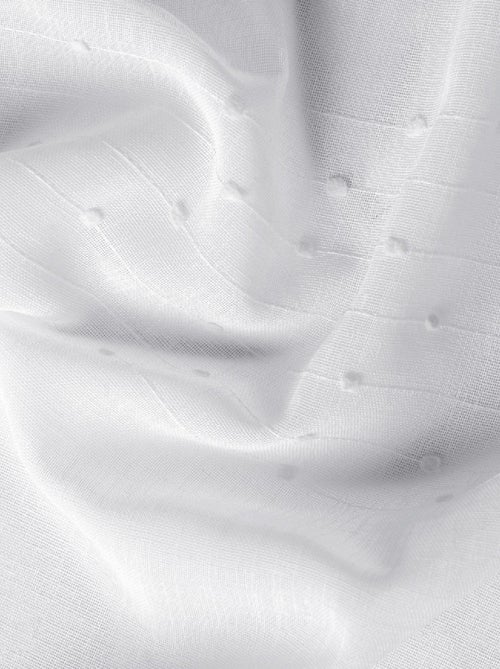 Voilage délicat à fines rayures et pompons - Kiabi