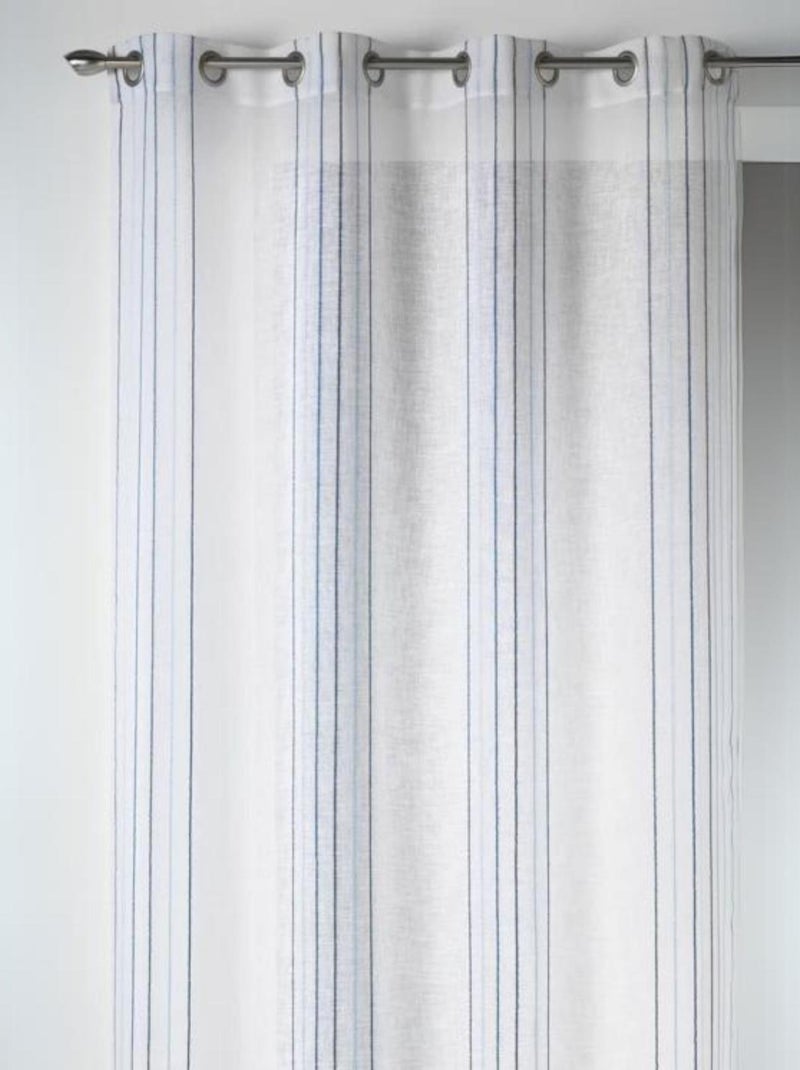 Voilage Design en Etamine à Rayures Verticales Bleu azur - Kiabi