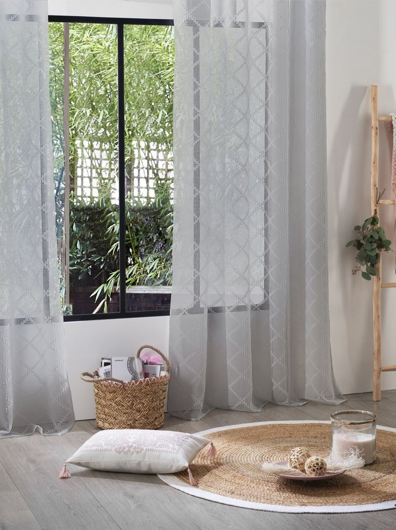 Voilage design jacquard Eté Indien Gris - Kiabi
