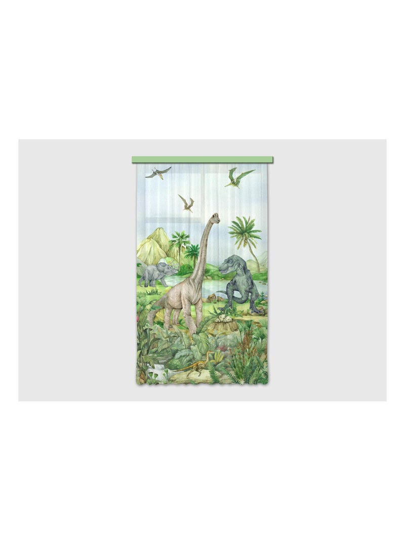 Voilage Dinosaures en couleur - 1 pièce - L 140 cm x H 245 cm Multicolore - Kiabi