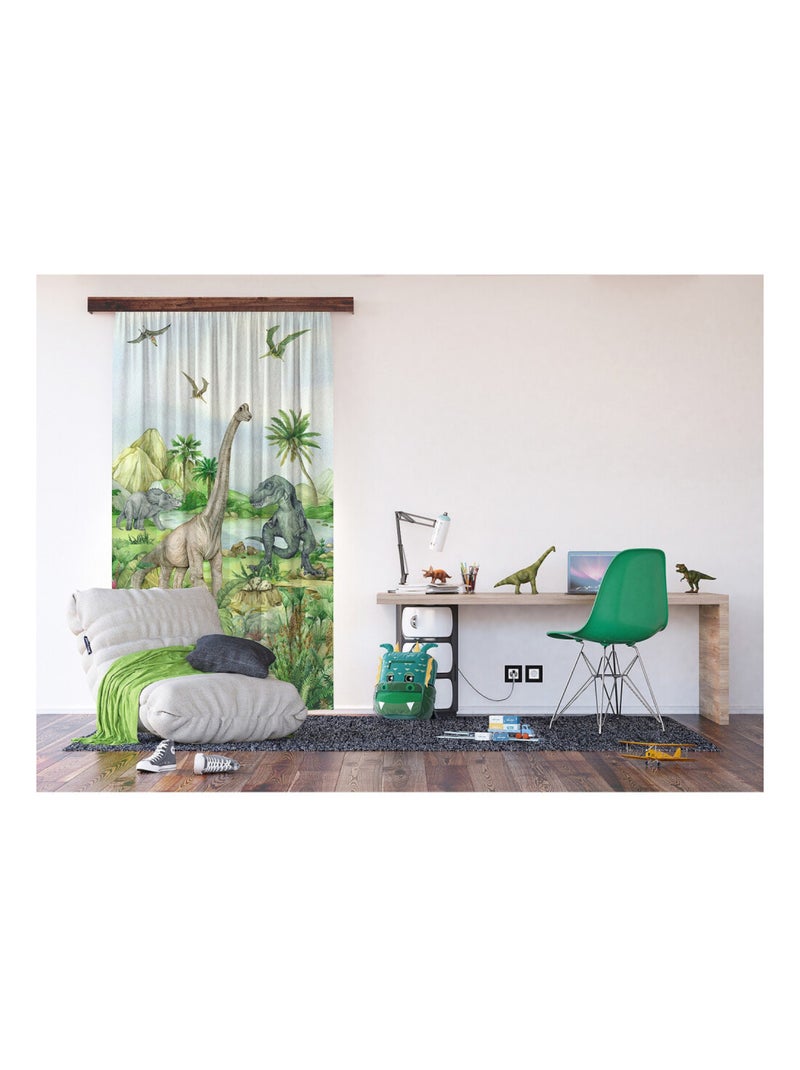 Voilage Dinosaures en couleur - 1 pièce - L 140 cm x H 245 cm Multicolore - Kiabi