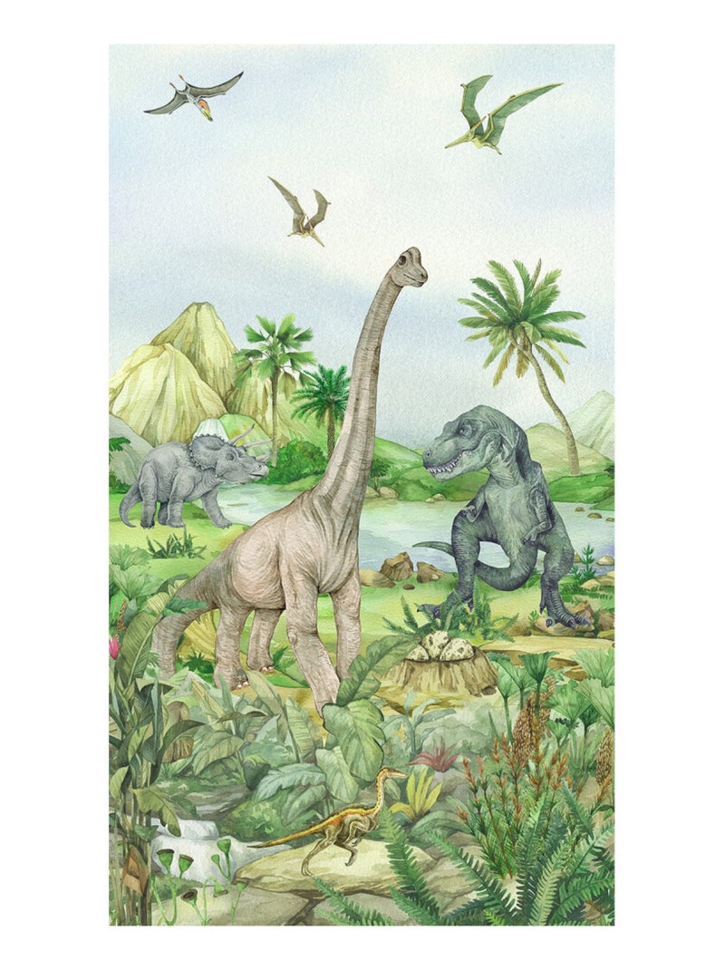 Voilage Dinosaures en couleur - 1 pièce - L 140 cm x H 245 cm Multicolore - Kiabi