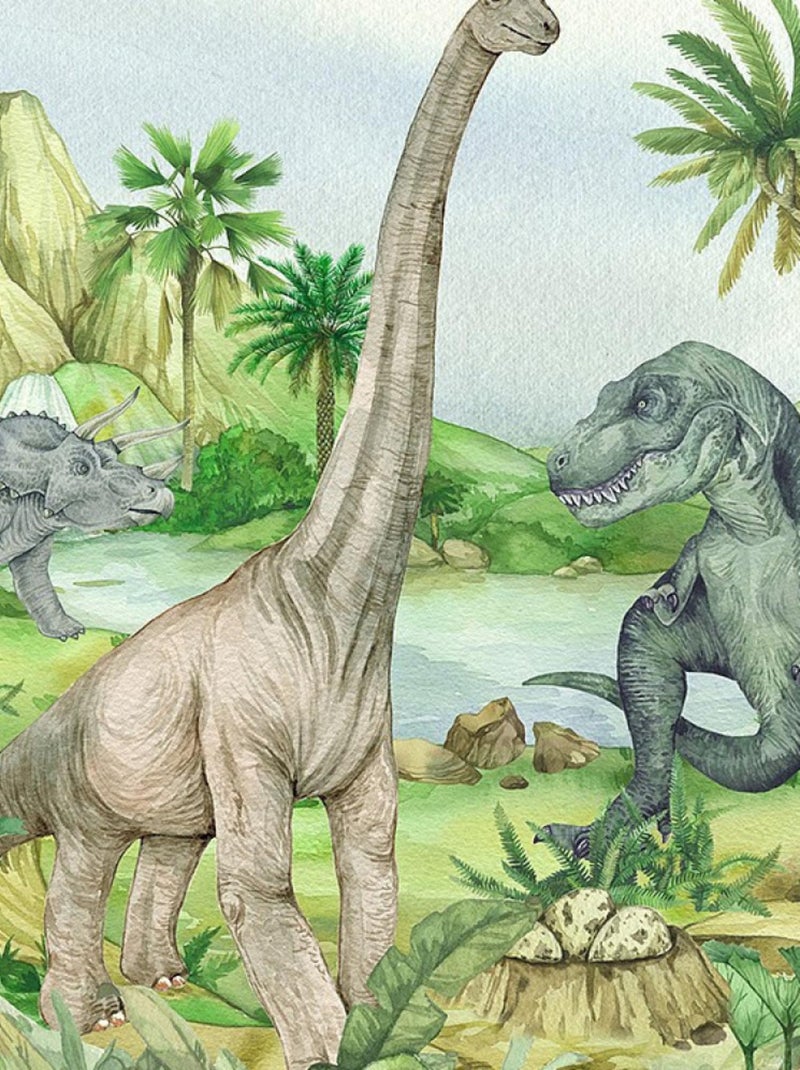 Voilage Dinosaures en couleur - 1 pièce - L 140 cm x H 245 cm Multicolore - Kiabi