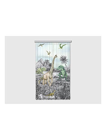 Voilage dinosaures en noir et blanc - 1 pièce - l 140 cm x h 245 cm
