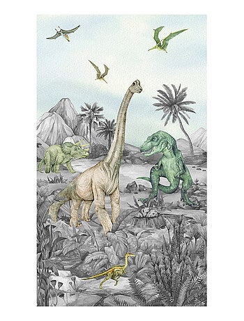 Voilage dinosaures en noir et blanc - 1 pièce - l 140 cm x h 245 cm