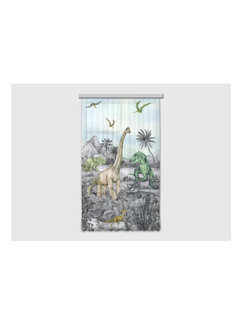 Voilage Dinosaures en noir et blanc - 1 pièce - L 140 cm x H 245 cm - Kiabi