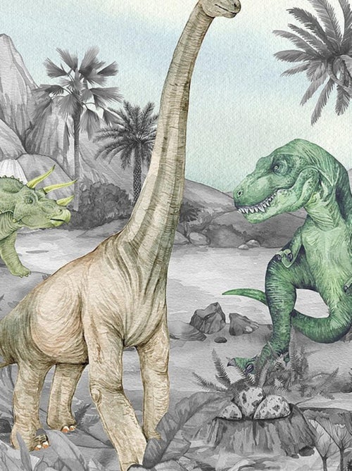 Voilage Dinosaures en noir et blanc - 1 pièce - L 140 cm x H 245 cm - Kiabi