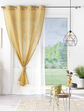 Voilage double à œillets 140x240 sable Duetto miel blanc