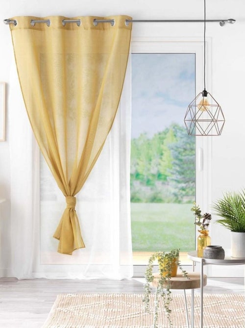 Voilage double à œillets 140x240 sable Duetto miel blanc - Kiabi