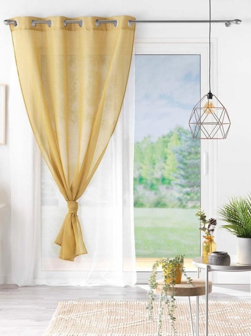 Voilage double à œillets 140x240 sable Duetto miel blanc Jaune - Kiabi