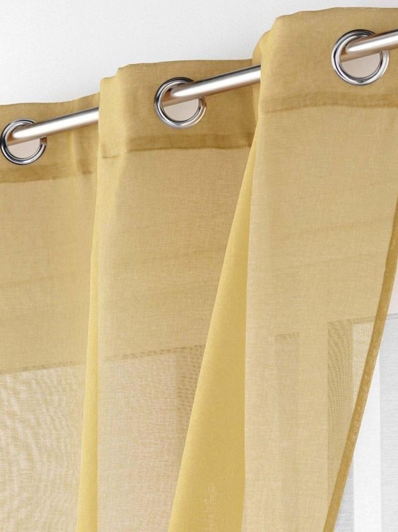 Voilage double à œillets 140x240 sable Duetto miel blanc Jaune - Kiabi