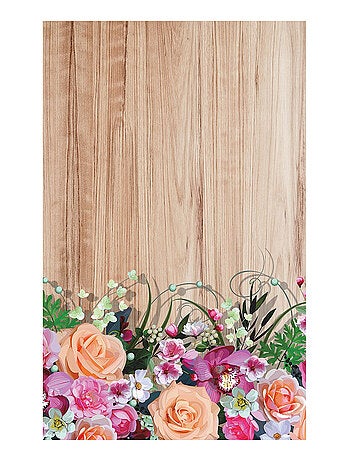 Voilage effet bois avec des fleurs - 1 pièce - L 140 cm x H 245 cm