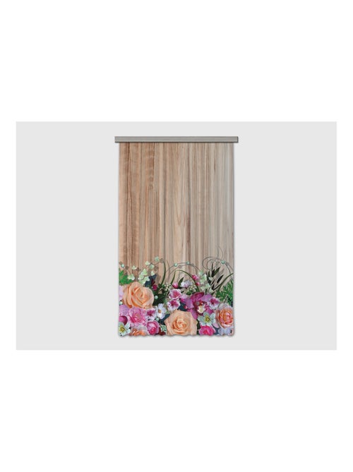 Voilage effet bois avec des fleurs - 1 pièce - L 140 cm x H 245 cm - Kiabi