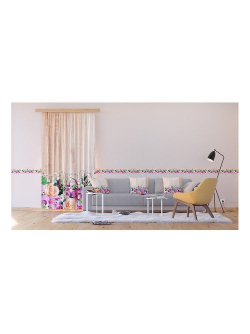 Voilage effet bois avec des fleurs - 1 pièce - L 140 cm x H 245 cm - Kiabi