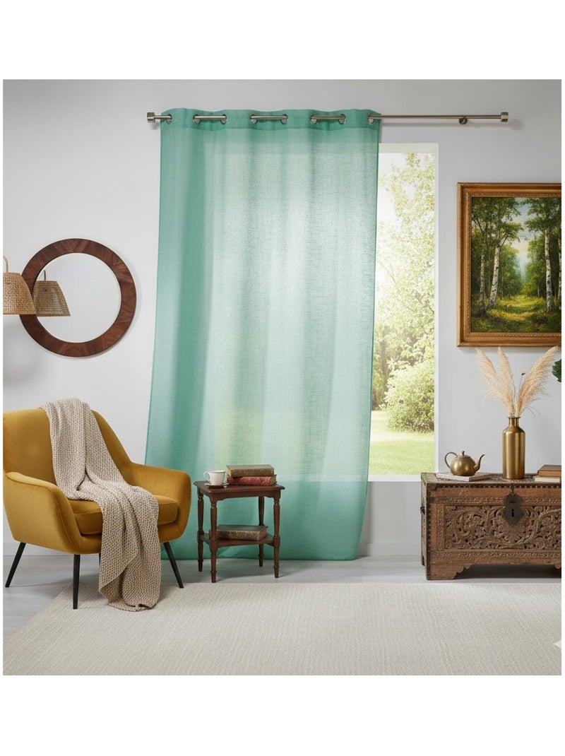 Voilage effet lin Collection Haltona Vert menthe - Kiabi