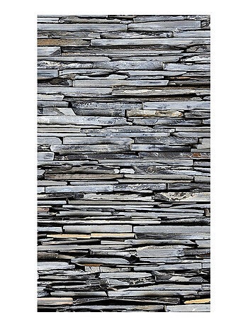 Voilage effet mur de pierre gris - 1 pièce - L 140 cm x H 245 cm