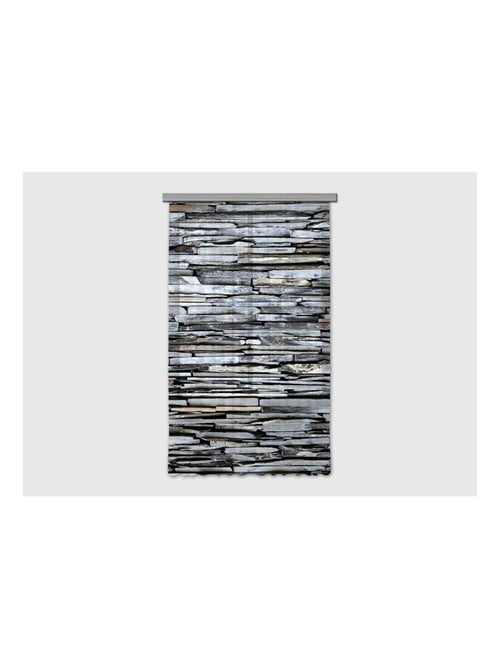 Voilage effet mur de pierre gris - 1 pièce - L 140 cm x H 245 cm - Kiabi