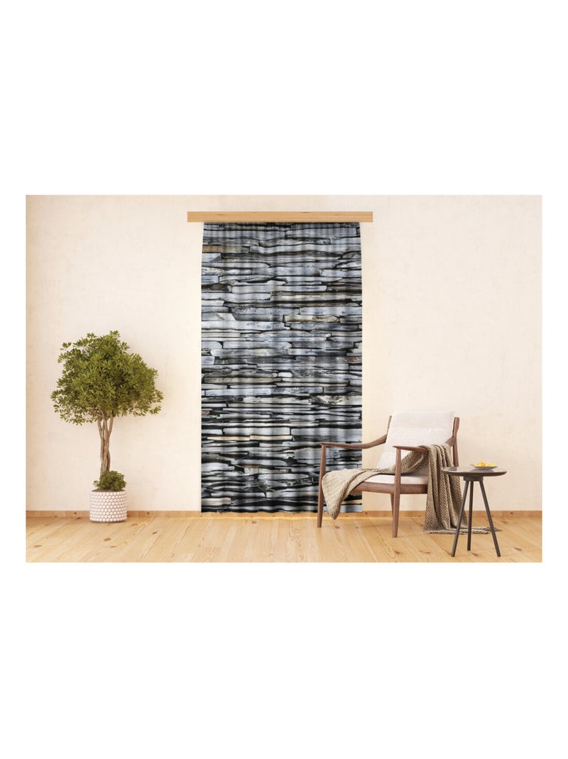 Voilage effet mur de pierre gris - 1 pièce - L 140 cm x H 245 cm Multicolore - Kiabi