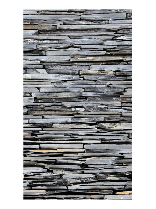 Voilage effet mur de pierre gris - 1 pièce - L 140 cm x H 245 cm - Kiabi