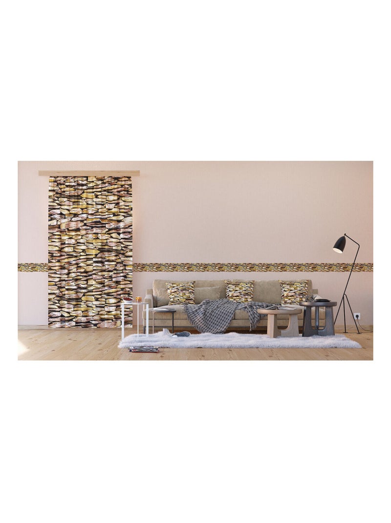 Voilage effet mur en pierre - 1 pièce - L 140 cm x H 245 cm Multicolore - Kiabi