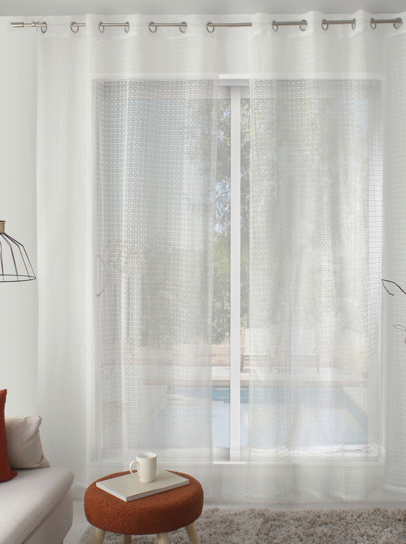 Voilage élégant floral Ecru - Kiabi