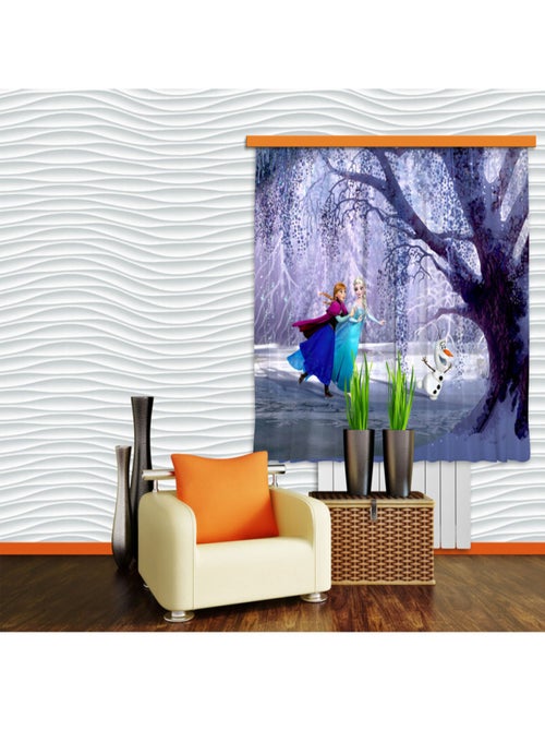 Voilage Elsa & Anna La Reine des Neiges Disney Largeur 2x90 cm x Hauteur 160 cm - Kiabi