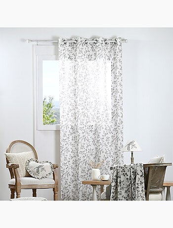 Voilage en coton à oeillets imprimé floral