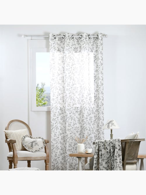 Voilage en coton à oeillets imprimé floral - Kiabi