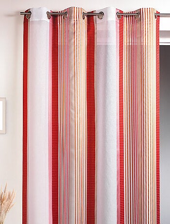 Voilage en étamine à fines rayures verticales colorées