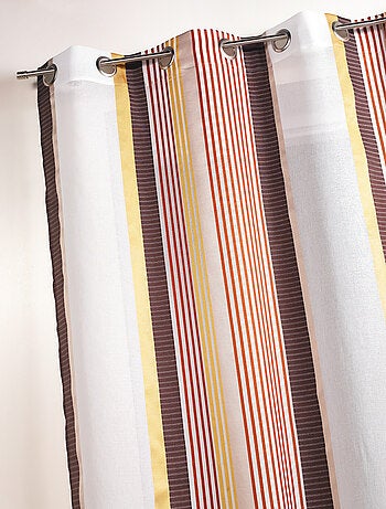 Voilage en étamine à fines rayures verticales colorées