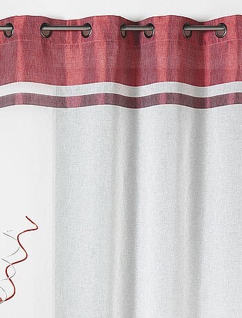 Voilage en étamine à parements haut et bas rayés