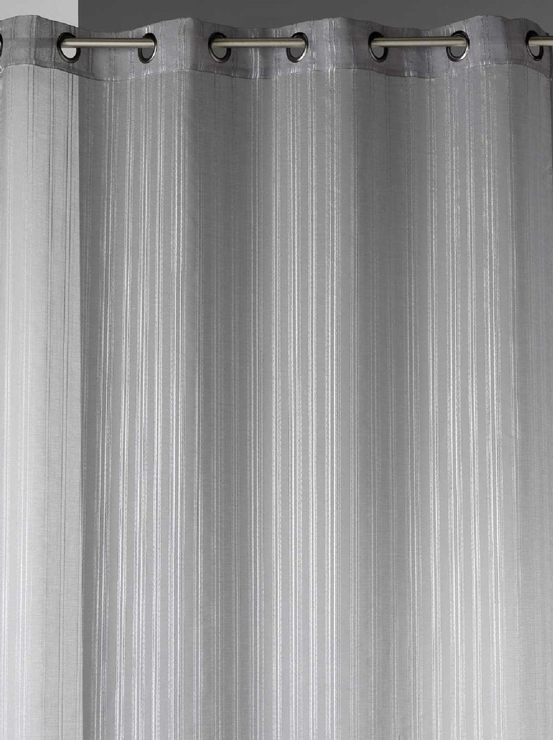 Voilage en Etamine à Rayures Fantaisies Gris clair - Kiabi