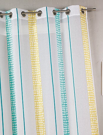 Voilage en étamine à rayures verticales à pois