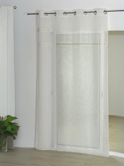 Voilage en étamine avec parement ivoire - Kiabi