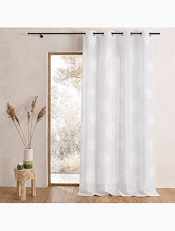 Voilage en Etamine Brodé ronds fils lurex brillants