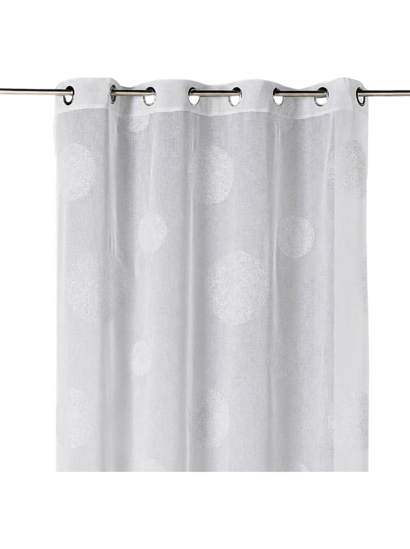 Voilage en Etamine Brodé ronds fils lurex brillants Blanc - Kiabi