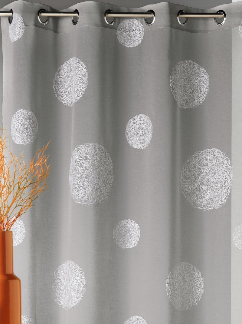 Voilage en Etamine Brodé ronds fils lurex brillants Gris clair - Kiabi