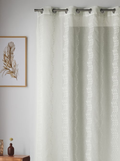 Voilage en Etamine Brodée à Rayures Verticales Fantaisies - Kiabi Voilage en Etamine Brodée à Rayures Verticales Fantaisies - Kiabi