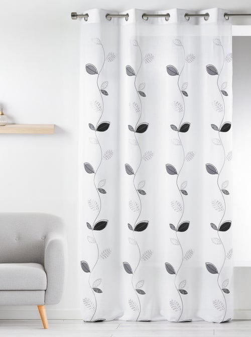 Voilage en Etamine Brodée "Feuille Design" - Kiabi
