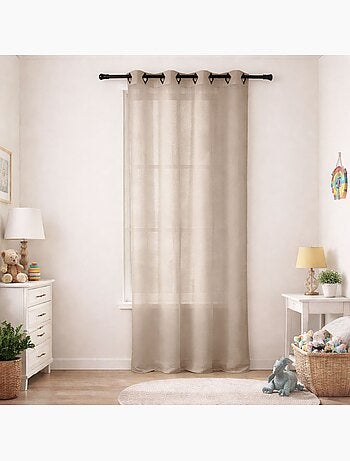 Voilage en Etamine Légère Unie à Oeillets Carrés