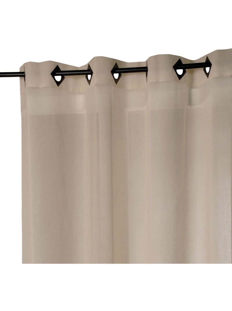 Voilage en Etamine Légère Unie à Oeillets Carrés Beige - Kiabi