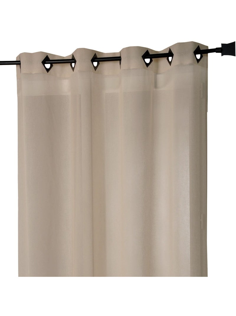 Voilage en Etamine Légère Unie à Oeillets Carrés Beige - Kiabi