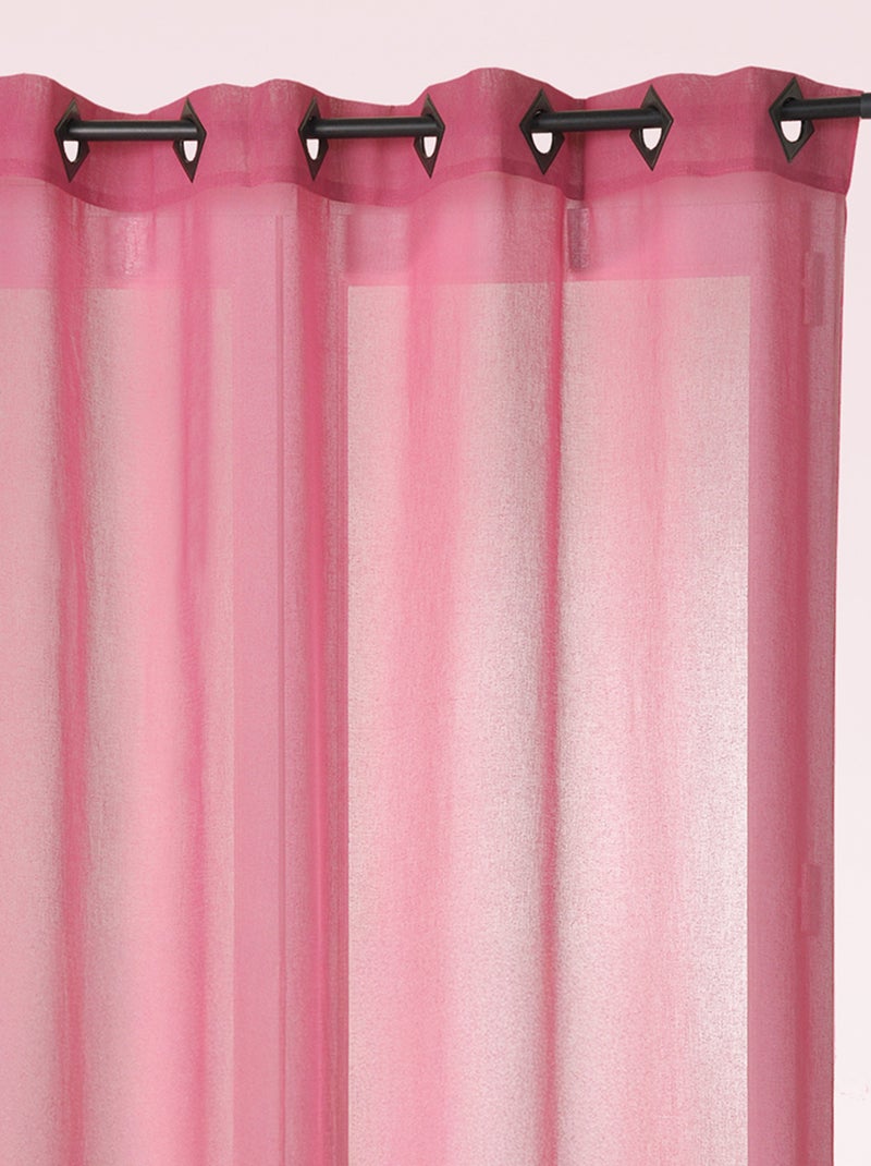 Voilage en Etamine Légère Unie à Oeillets Carrés Rose - Kiabi