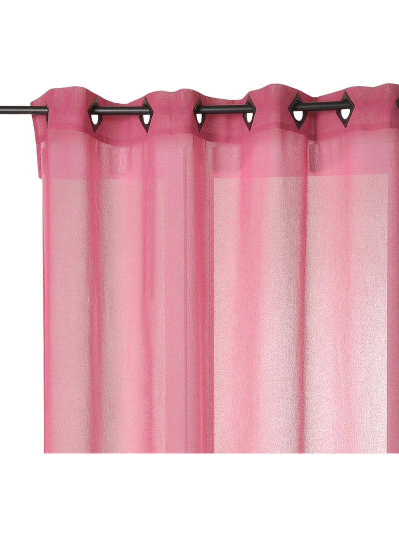 Voilage en Etamine Légère Unie à Oeillets Carrés Rose - Kiabi