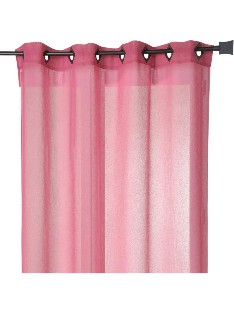Voilage en Etamine Légère Unie à Oeillets Carrés Rose - Kiabi