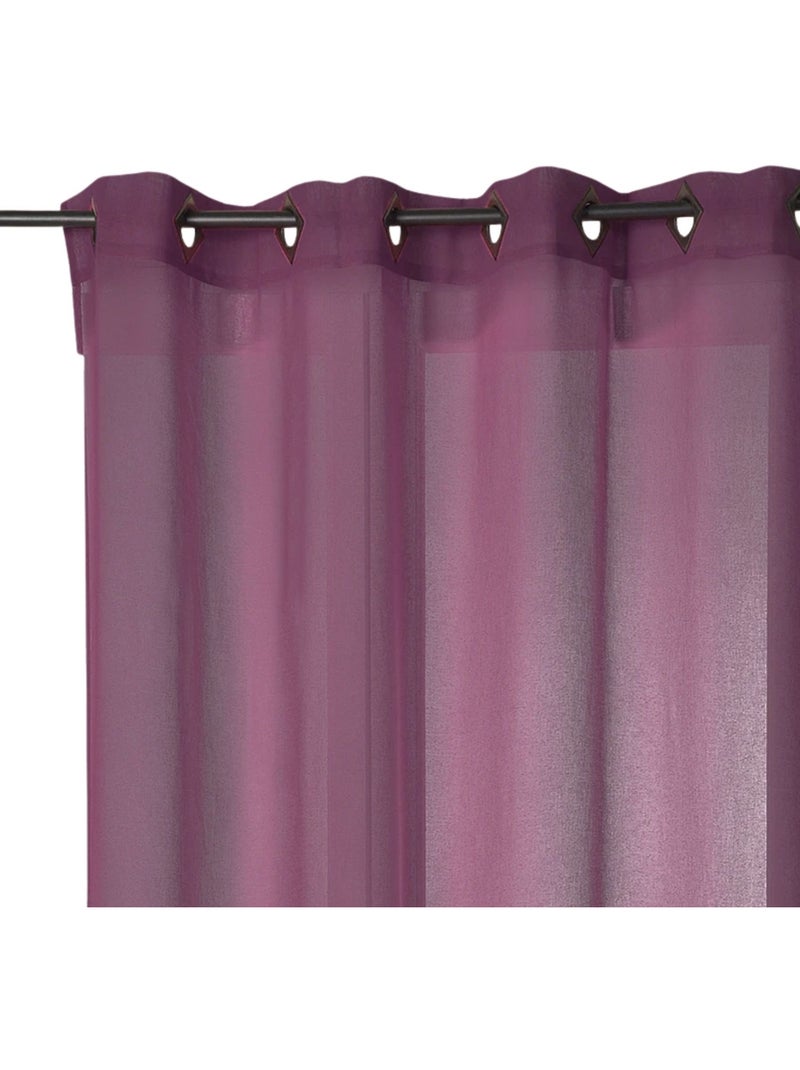 Voilage en Etamine Légère Unie à Oeillets Carrés Violet prune - Kiabi