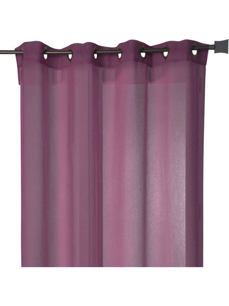 Voilage en Etamine Légère Unie à Oeillets Carrés Violet prune - Kiabi