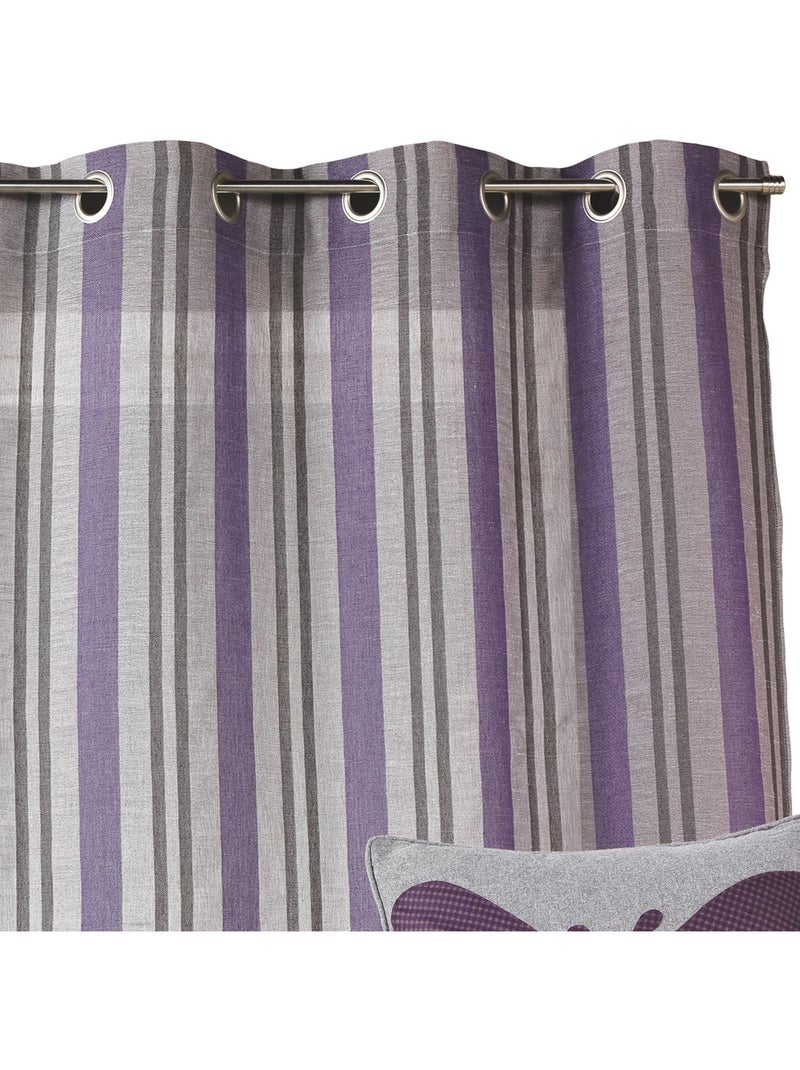 Voilage en étamine rayée verticale Violet prune - Kiabi